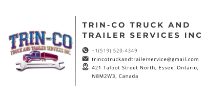 Trin-Co contact details: +1 (519) 520-4349, trincotruckandtrailerservice@gmail.com, 421 Talbot Street North, Essex, Ontario